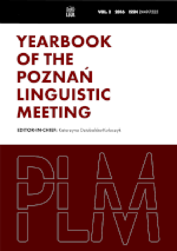 Journal cover Yearbook of the Poznan Linguistic Meeting, volume 1, year 2014