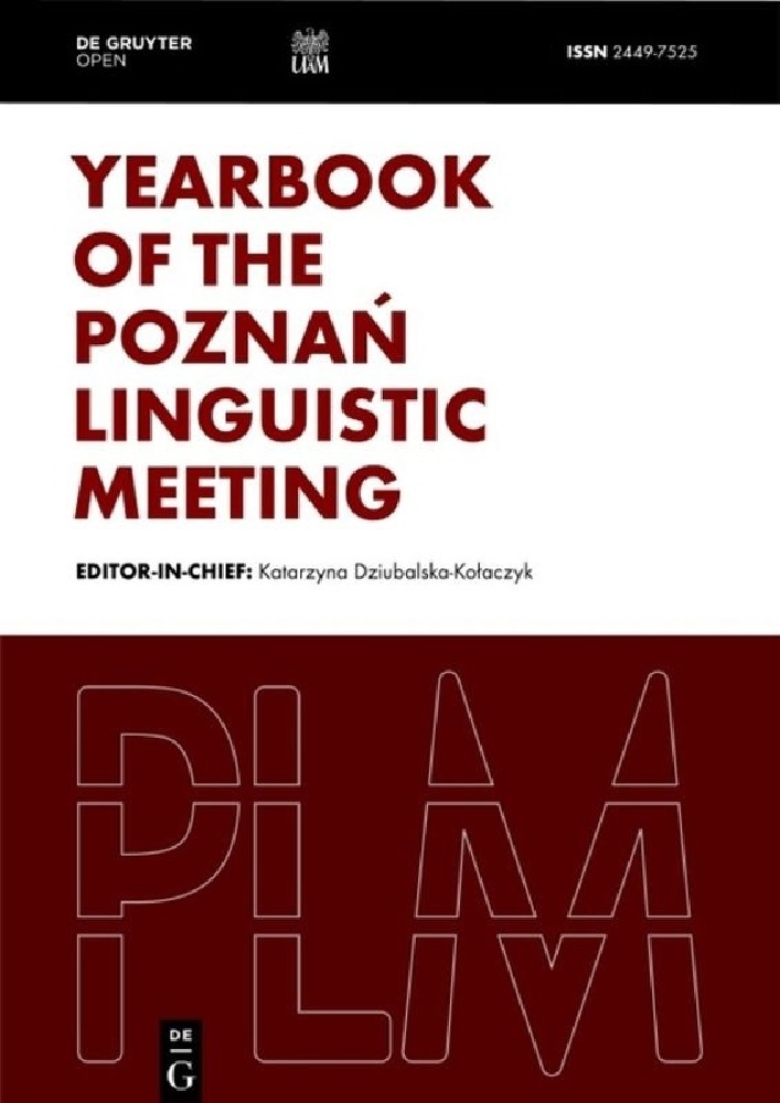 Journal cover Yearbook of the Poznan Linguistic Meeting, volume 7, no. 1, year 2021