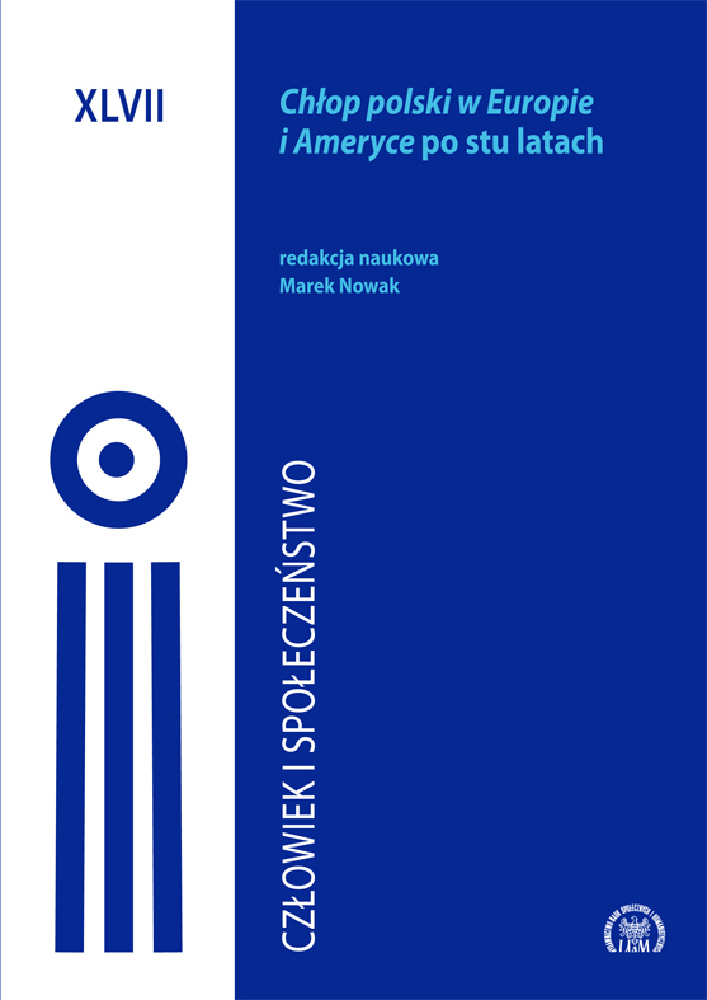 Okładka czasopisma Człowiek i Społeczeństwo, tom 47, rok 2019, tytuł Chłop polski w Europie i Ameryce po stu latach