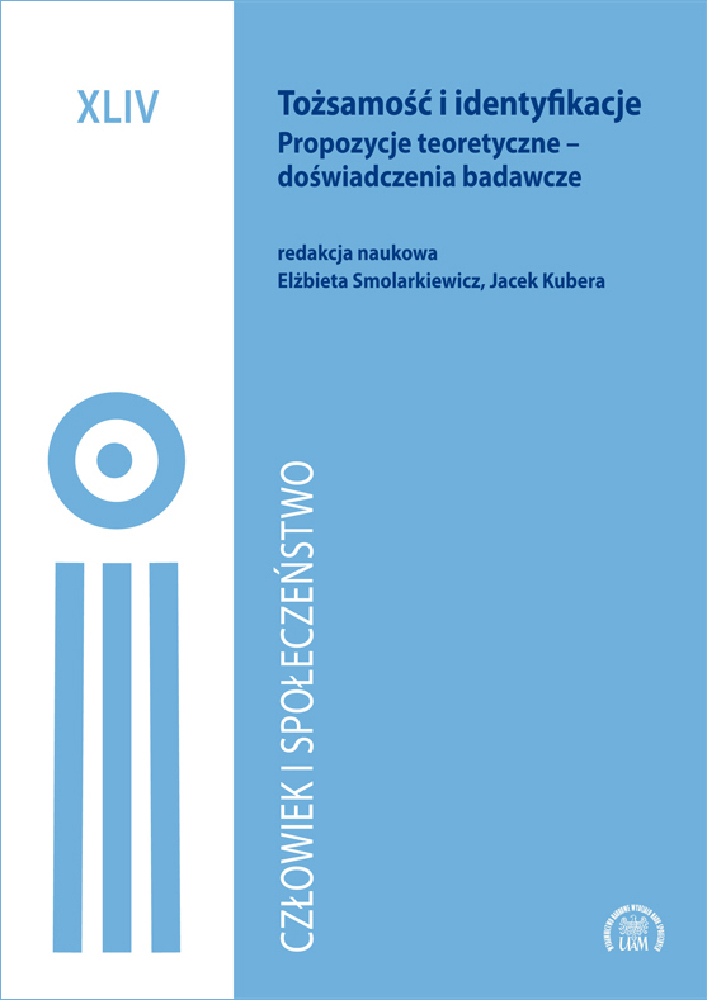 Okładka czasopisma Człowiek i Społeczeństwo, tom 44, rok 2017, tytuł Tożsamość i identyfikacje. Propozycje teoretyczne – doświadczenia badawcze
