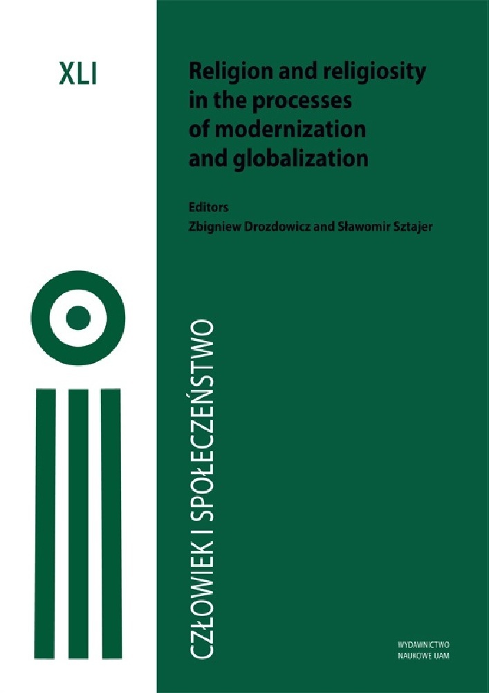 Okładka czasopisma Człowiek i Społeczeństwo, tom 41, rok 2016, tytuł Religion and religiosity in the processes of modernizator and globalization
