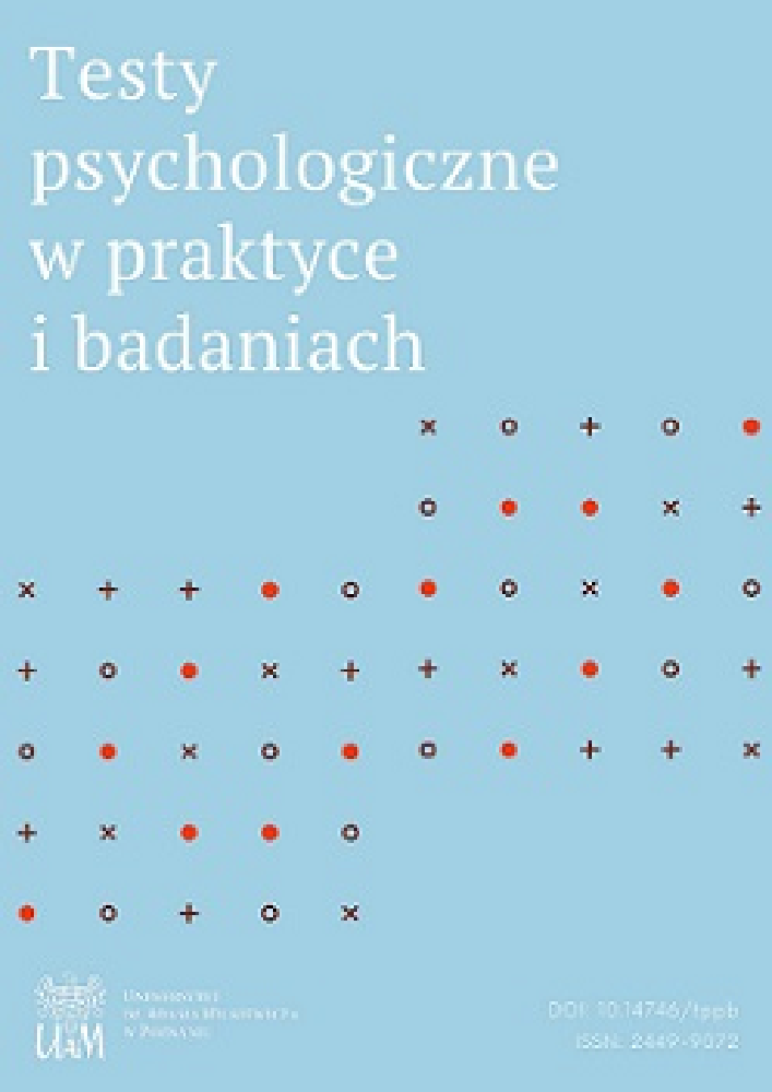 Okładka czasopisma Testy psychologiczne w praktyce i badaniach, nr 1, rok 2021