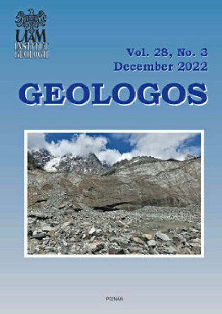 Journal cover Geologos, volume 28, no. 3, year 2022, title  