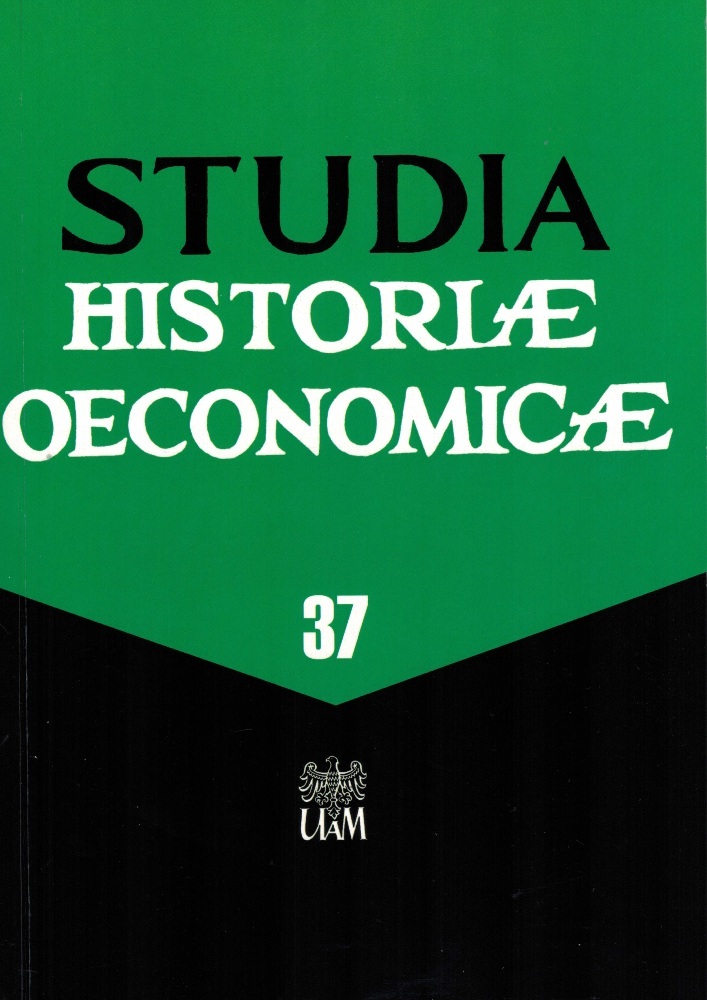 Journal cover Studia Historiae Oeconomicae, volume 37, year 2019