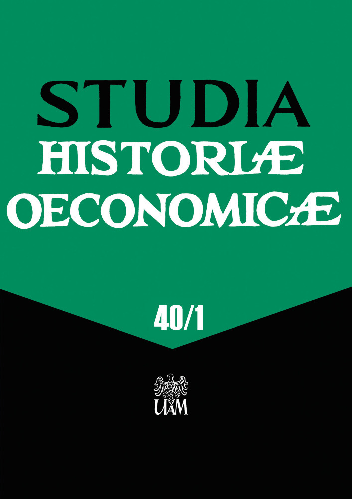 Journal cover Studia Historiae Oeconomicae, volume 40, no. 1, year 2022