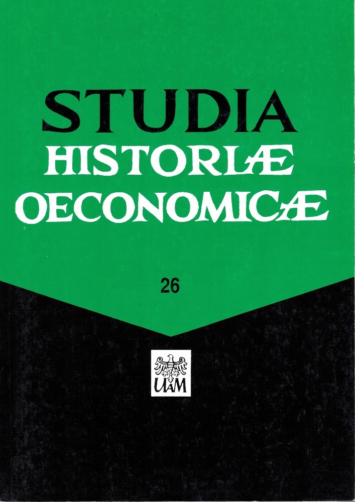 Journal cover Studia Historiae Oeconomicae, volume 26, no. 1, year 2006