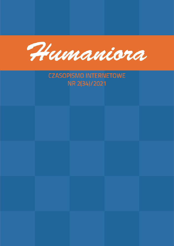 Okładka czasopisma Humaniora. Czasopismo Internetowe, tom 34, nr 2, rok 2021