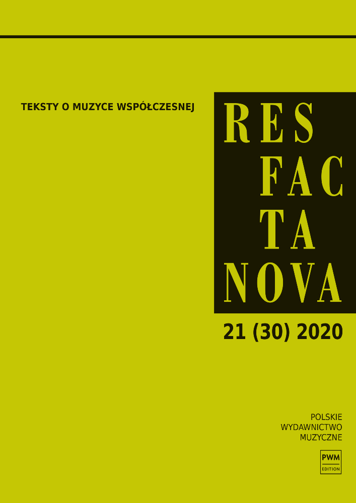 Okładka czasopisma Res Facta Nova. Teksty o muzyce współczesnej, nr 21 (30), rok 2020