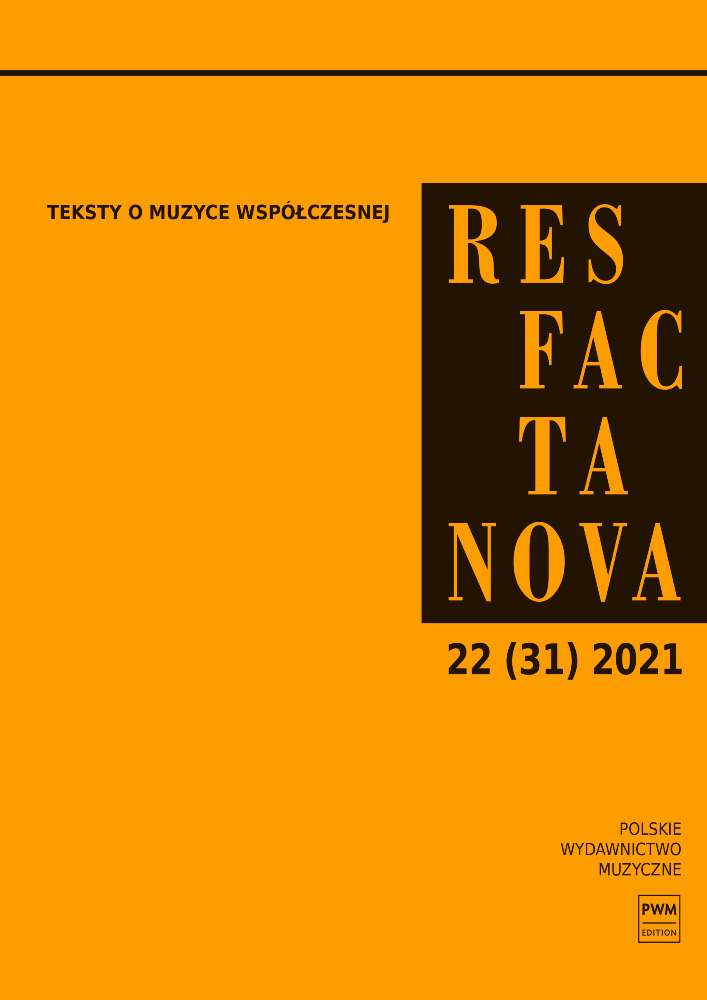 Okładka czasopisma Res Facta Nova. Teksty o muzyce współczesnej, nr 22 (31), rok 2021