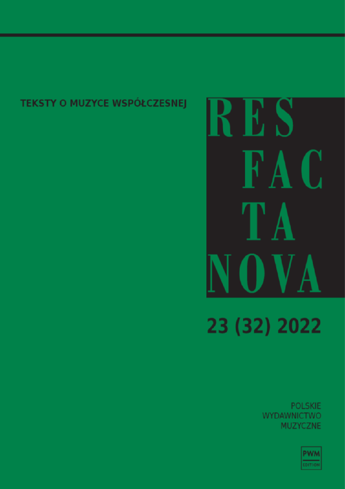 Okładka czasopisma Res Facta Nova. Teksty o muzyce współczesnej, nr 23 (32), rok 2022