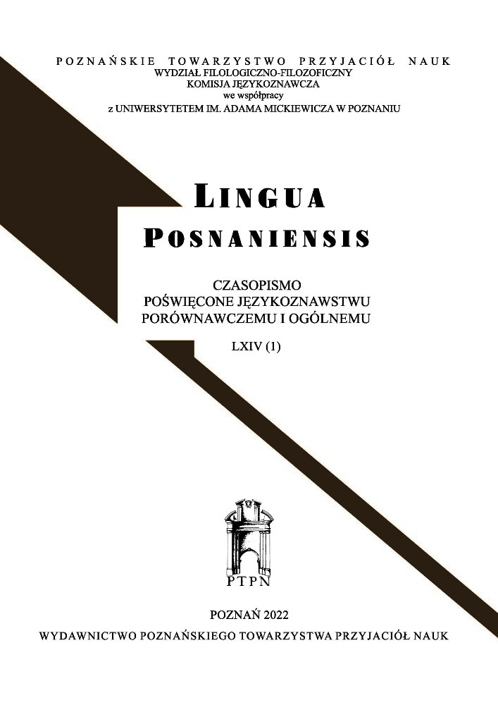 Journal cover Lingua Posnaniensis, volume 64, no. 1, year 2022